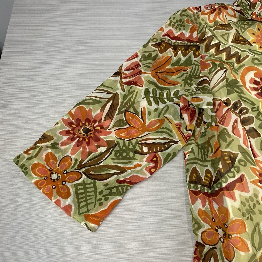 Alfred Dunner Button Up Blouse Women's 22W Green Floral Short Sleeve NWT - Picture 3 of 13